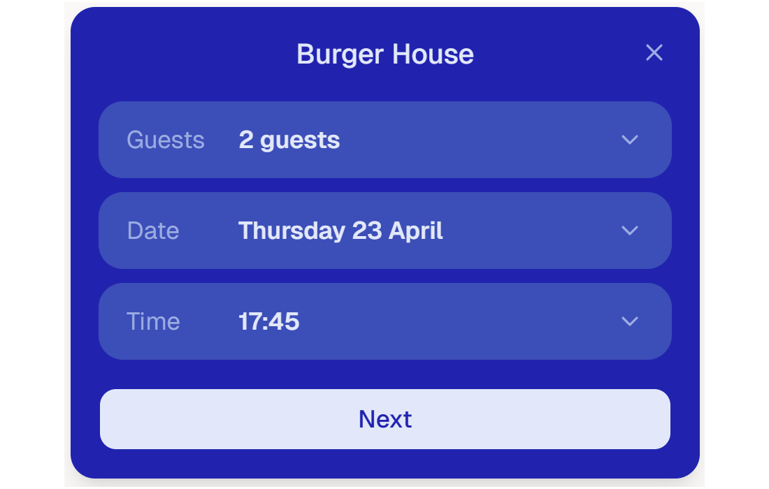 Tablemonk reservation widget